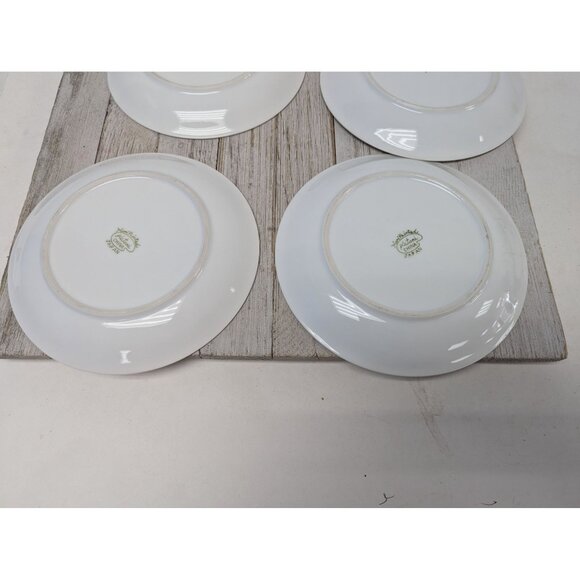 Vintage Kutani Set 4 Salad Plates 7 1/2" White Silver Gray Bursts Japan - Picture 6 of 8